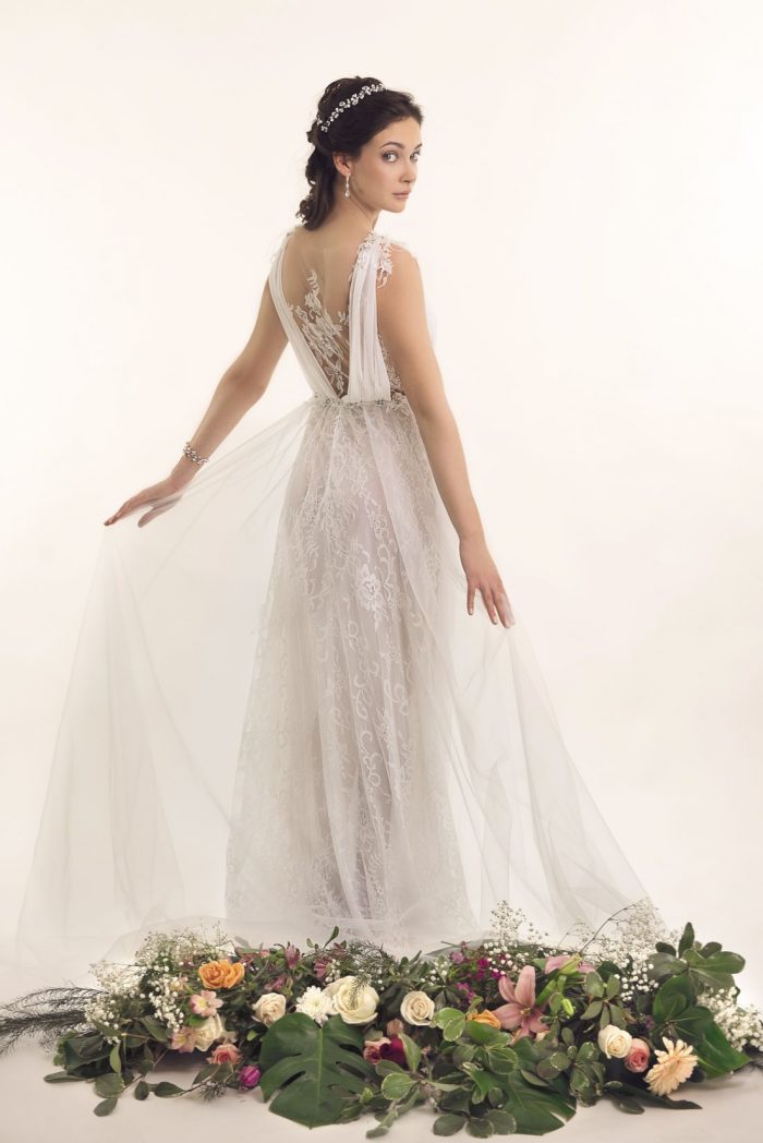 vestido de novia espalda estilo tatuaje en encaje y tul de seda