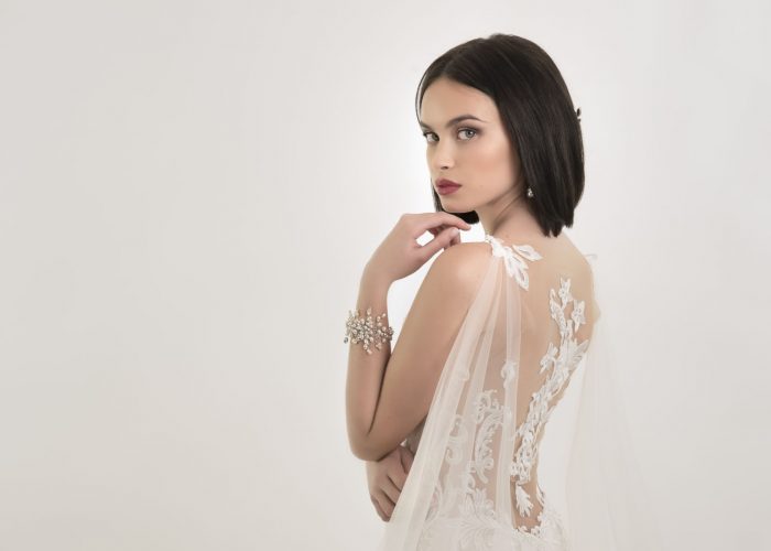 detalle del tul bordado de vestido de novia