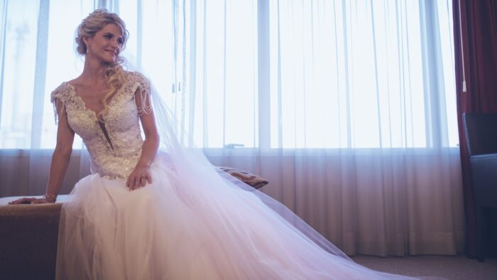 Ori vestida de novia by Marcela Colos el dia de su boda